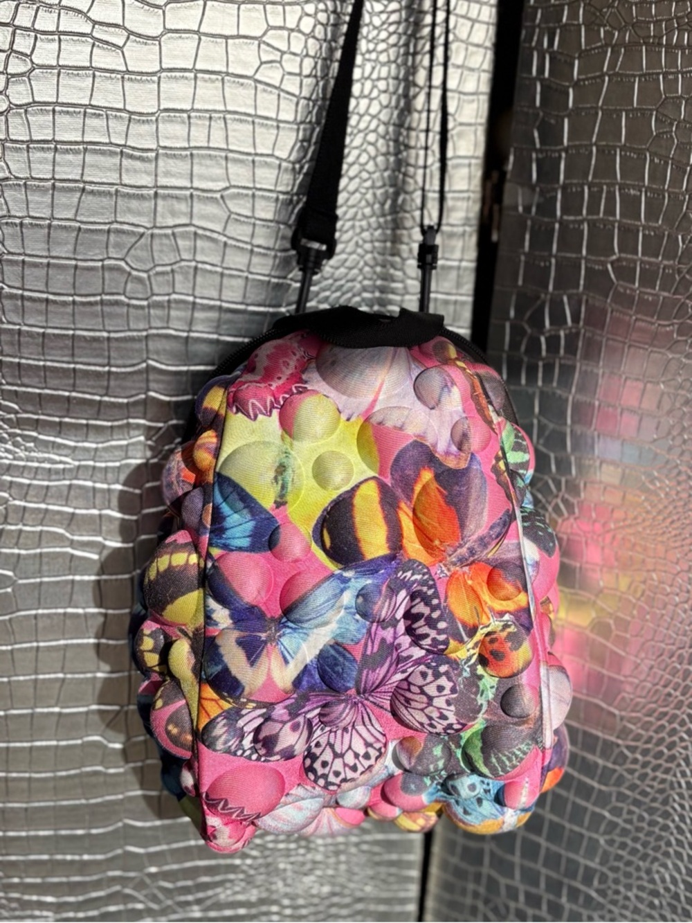 Kids Colorful Butterfly Bubble Sling Backpack - Pink Multicolor